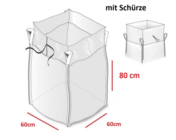 Big Bag 60 x 60 x 80 cm mit Schürze