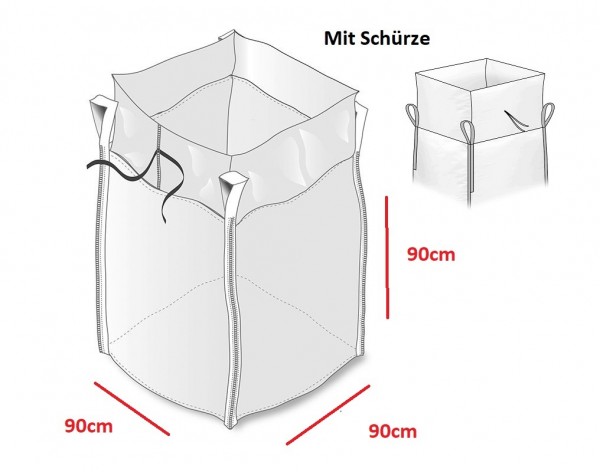 Big Bag 90 x 90 x 90 cm mit Schürze