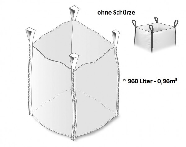 EU-Paletten Big Bag 80 x 120 x 100 cm ohne Schürze
